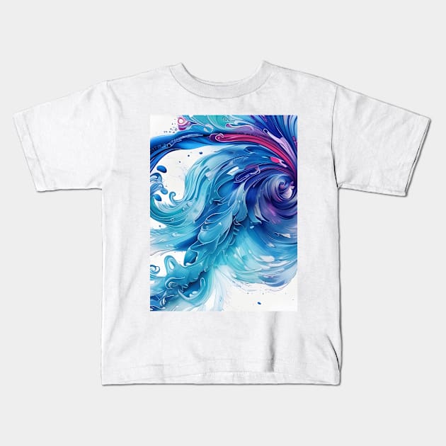 Beautiful Abstract Blue Tsunami Kids T-Shirt by Chance Two Designs